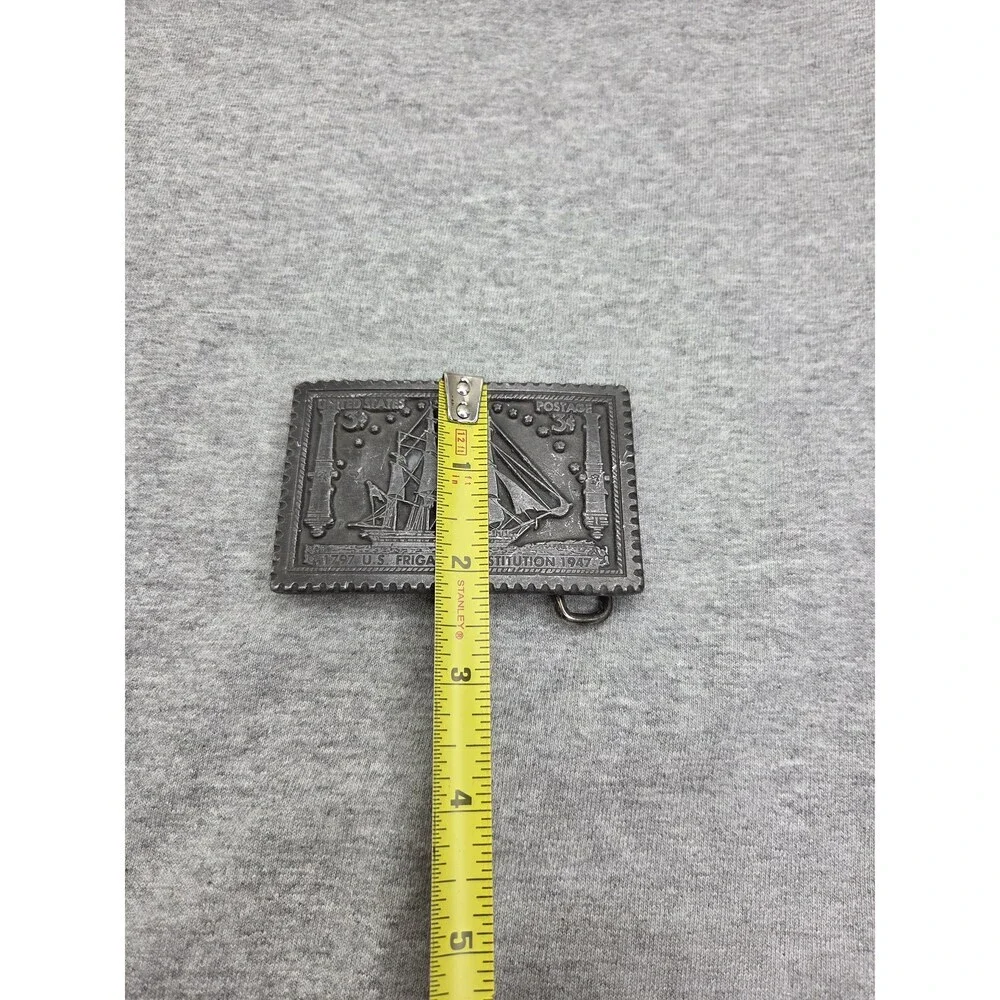 1947 US Frigate Constitution Ship Fine Pewter Nepo Belt Buckle